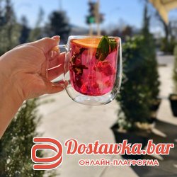 Чашка чая малина-мандаринка