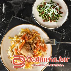 Куриный плов и чопан салат