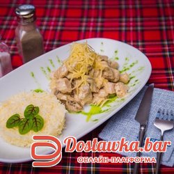 КУРИНАЯ ГРУДКА В СЛИВОЧНОМ СОУСЕ С РИСОМ